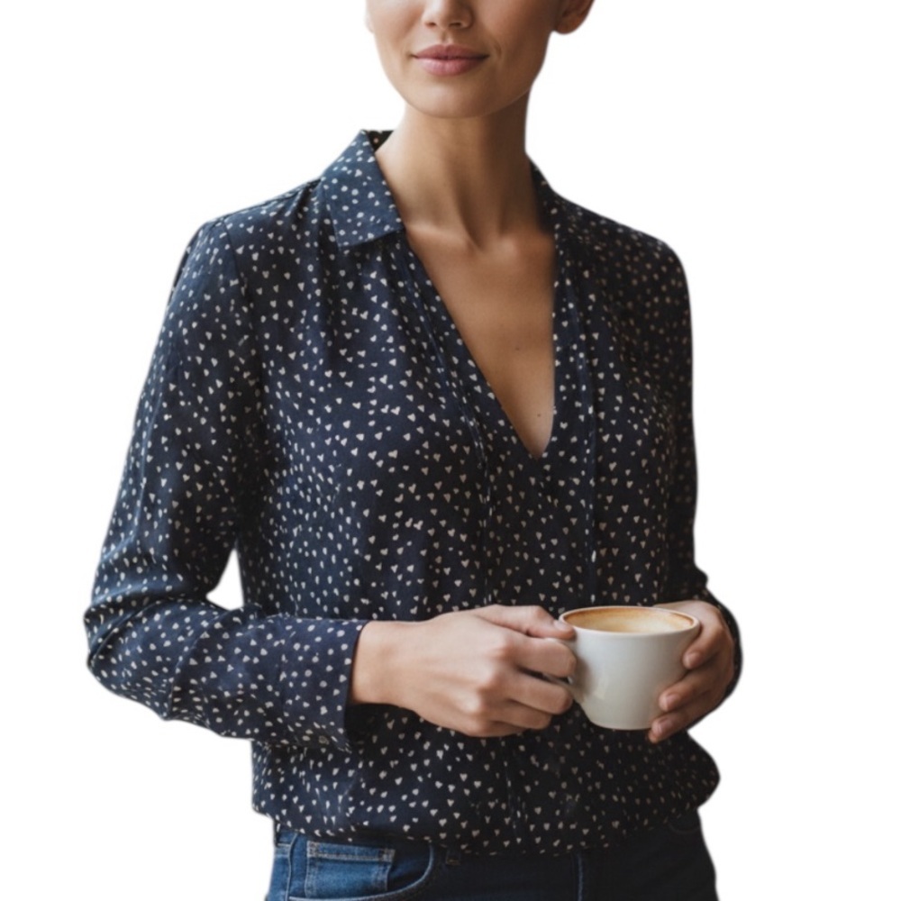H&M navy heart print top
